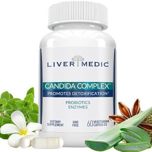 Liver Medic Candida Complex Digestive Enzymes Probiotic Cleanse Supplement Oregano Oil, Wormwood, Black Walnut Hulls, Slippery Elm, Ashwagandha, Caprylic Acid, Grape Seed Extract, NonGMO 120 Caps