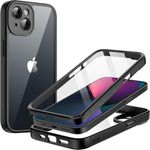 JETech Case for iPhone 13 6.1-Inch with Built-in Tempered Glass Screen Protector, 360 Degree Full Body Heavy Duty Protection, Shockproof Rugged Phone Cover Clear Back (Black)