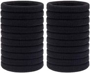 H&S Elastic Hair Ties for Thick & Curly Hair - 50pcs Non-Metal Black Hair Ties for Women Fine Hair - 4mm Highly-Stretchable & Seamless Hair Ties for Men