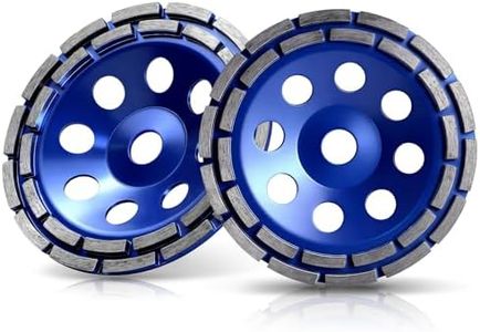 4 Inch Diamond Concrete Grinding Wheels, Double Rows 16 Turbo Segments for Polishing and Grinding Concrete, Stone, and Masonry, Fits 3/4'' Arbor Diamond Cup Wheel Angle Grinder Wheels (2 Pack)
