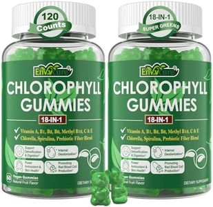 Chlorophyll Gummies, Super Green 18-IN-1 with Organic Chlorella Spirulina, Wheat Grass, Magnesium, Prebiotic Fiber for Internal Deodorant*,Comfort Digestion, Metabolism,Immune, Fresh Body Odor, 2Packs