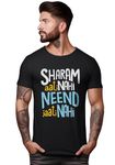 Peppyzone Men's Hindi Funny Quotes Printed T Shirts for Men, Trendy Typography Quotes Tshirt for Men (3XL, Black2)