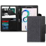 Toplive Portfolio Case Padfolio, Executive Business Document Organizer with A4 Size Clipboard, Business Card Holder, Tablet Sleeve(Up to 10.5 Tablet), Perfect for Business School Conference,Black