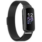 Moydolo Stainless Steel Metal Mesh Loop Adjustable Replacement Wristband Band Compatible with Fitbit Inspire 3 Straps - Black