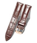 BINLUN Quick Release Leather Watch Straps Replacement Watch Bands Smart Watch Strap Crocodile Pattern in 10 Colors 13 Sizes with Rose-Gold Buckle for Men Women（Brown,13mm）