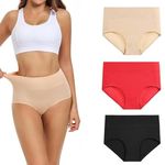 GLAMORAS® Women’s Cotton High Wasit Underwear Full Coverage Brief Panty | Ladies Soft, Comfortable, Breathable Underpants Briefs Panties | Size: M - XXL - Pack of 2-M