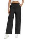 TOPLOT Cotton Multi-Pocket Cargo Pant for Women (Straight-Cargo-5191-Black-30)