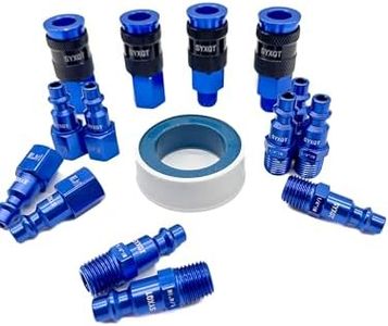 SYXQT 15 Pieces 1/4" NPT Air Coupler and Plug Kit, Quick Connect Air Fittings, Heavy Duty Aluminum Air Fittings, Lightweight,Connector Set,Blue