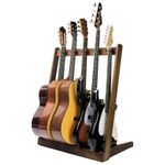 KingPoint Multi Guitar Floor Stand, Wooden Guitar Rack,Guitar Display Floor Stand , Multi-Head Guitar Stand,Floor Guitar Rack Stand With Guitar Picks Slot,Universal Guitars Display Stand