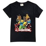 Roblox T-Shirt Summer Boys Girls Black Sweatshirt for Kids and Teens 3-12 Years Gamer Fans Clothing Gifts (Black, 7-8 Years)