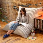 Jaxx Pillow Saxx 5.5-Foot Faux Fur - Luxuriously Soft Bean Bag Floor Pillow and Lounger, Mondo Grey