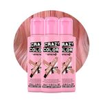 Crazy Color Metallic Rose Gold Semi-Permanent Trio Hair Dye. Highly Pigmented Metallic Peach Conditioning & Oil Nourishing Vegan Formula | No Bleach or Ammonia | 300ml