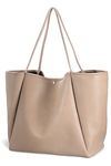 HOXIS Oversize Vegan Leather Tote Women Weekender Bag Shopper Handbag Travel Purse, Nude, M