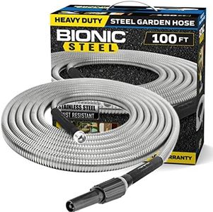 Bionic Steel 100 Foot Garden Hose 304 Stainless Steel Metal Water Hose – Super Tough & Flexible, Lightweight, Crush Resistant Aluminum Fittings, Kink & Tangle Free, Rust Proof, Easy to Use & Store