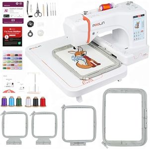 POOLIN EOC06 Embroidery Machine 7.9x11 Inch Large Hoop for Beginners,Computerized 7 Inch Touchscreen,Machine Embroidery Gifts,Includes Hoops,Thread,USB,Stabilizer,Bobbins, Home Embroidery Machine