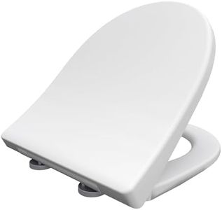 Bemis Click & Clean® D-Shape Toilet Seat with Soft-Close Mechanism, Cleaning with Best Hygiene Thanks to Patented Removal System, Easy Installation from The Top, Antibacterial Plastic, White, D-Shape