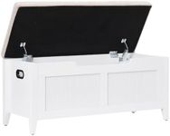 GAOMON Storage Chest, Upholstered Storage Trunk with 2 Safety Hinges, Storage Bench, Flip-Top Toy Chest, Shoe Bench 15.7 x 39.4 x 18.1 Inches Storage Chest for Entryway, Bedroom, Living Room, White