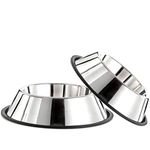 ELTON Non Tip Anti Skid Stainless Steel Dog Bowls with Removable Rubber Ring (Set of - 2) - 32 oz./0.90 L 9.9 in. /25cm - Medium