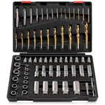 Kolvoii Screw Extractor Set & Bolt Extractor Set, Broken Screw Extractor Kit, Stripped Lug Nut Remover Set, 67 PCS Easy Out Bolt Extractor Kit for Rusted, Rounded, Frozen Damaged Nuts, Screws, Bolts