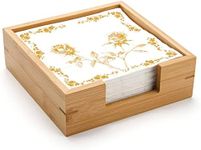 Bamboo Napkin Holder Square, 7.5" x 7.5" x 2.5", Wood Napkin Tray, Wooden Guest Towel Holder for Kitchen Table Countertop