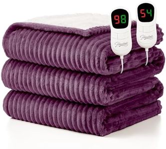 Homemate Electric Heated Blanket King Size - 100"x90" Heating Blanket King Size Dual Control 1/2/4/6/8 Hours Auto-Off 10 Heat Level Over-Heat Protection Soft Flannel Sherpa ETL Certification