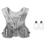 AONIJIE Marathon Running Vest Pack Water Hydration Backpack Outdoor Sport Bag Cycling Camping Climbing Rucksack (Gray+2pcs 250ml Bottles)