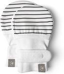 goumikids Viscose Made from Bamboo Cotton Stay-On Mitts, 0-3m Stripe Gray Mitts