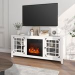 SIMOE 58" TV Stand with Fireplace, Modern TV Console for TVs up to 65", Electric Fireplace Heater w/3 Brightness, 6H Timer & Remote Control, Entertainment Center with 2 Open Shelves & Cabinets…