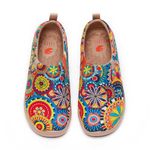 UIN Women's Art Travel Shoes Loafers Fashion Canvas Comfort Wide Toe Casual Slip On Mules Blossom (8