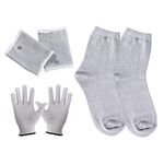 CareforYou 3 Pairs/lot Conductive Silver Fiber TENS/EMS Electrode Therapy Gloves+Socks+Knee Pads Electrotherapy Unit for Phycical Therapy