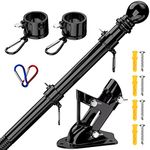 ZMTECH Flag Pole Kit for House, 6 FT Flag Pole with Bracket for American Flag, Stainless Steel Flag Pole for Outside House Garden Yard, Residential or Commerical Flag Pole Kit (Without Flag,Black)