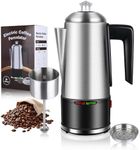 HOMOKUS Electric Coffee Percolator 12 CUPS Percolator Coffee Pot,800W Percolator Coffee Maker Stainless Steel with Clear Knob Cool-touch Handle,Coffee Pot Percolator Auto Keep Warm Function