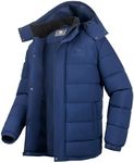CAMELSPORTS Mens Winter Coats Warm Jacket with Detachable Hood Water-Repellent Windproof Parkas Casual Jackets Blue L