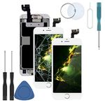 ZTR for iPhone 6s Plus 5.5 inch LCD Display Digitizer Glass Touch Screen Replacement Full Assembly with Home Button Front Facing Camera Proximity Sensor Earpiece Speaker Tools(White)