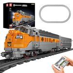 Mould King 12018 Train Building Blocks Sets, Remote/App Control EMD F7 Internal Combustion Locomotive Model Kits, Scale Model with Train Tracks for Adults (1541 PCS)