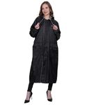 YOUTH ROBE Women's Polyester - Premium Brand Long Waterproof Rain Coat Lightweight Hooded Trench Jacket For Outdoor, Travel & Everyday Wear With Storage Bag, Medium, Black
