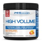 PEScience High Volume Pre Workout Powder with L Arginine Nitrate, Sour Peach Candy, 36 Scoops, Caffeine Free