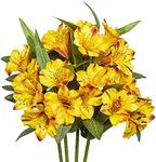 Grand Verde Amaryllis Artificial Flowers 18” Long Stems Bouquet Silk Petals Faux Green Leaves Fall Decoration Indoor DIY Crafts Table Centerpiece Home Decor, 4pcs (Yellow)