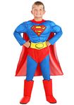 Classic Superman Costume for Kids, Red & Blue Superhero Suit & Red Cape for Movie Hero Comic Cosplay & Halloween X-Small