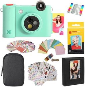 Kodak Smile+ 2-in-1 Digital Instant Print Camera & Photo Printer Gift Bundle + Case + Zink 2x3 Sticky Back Photo Paper 20pk + Album + Sticker Sets + Sticker Frames + Hanging Frames + Markers - Green