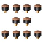 Gunwon 10 Pcs Screw on Tips 10 mm Replacement Cue Tips for Pool Cues and Snooker， Pool Cue Tips Hard Leather Screw-on Tips for Pool Cues and Snooker(Brown)