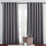 PONY DANCE Extra Wide Curtains Grey Blackout Curtains 84 Inch Drop for Living Room Thermal Blackout Curtains Eyelet for Bedroom/ Hotel/ Cafeteria/ Lounge Curtains, 2 Panels, W80 x L84, Grey