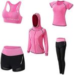 TURWXGSO Women's 5PCS Yoga Outfits 