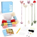 Crochet Kit for Beginners Adults - Bookmark Starters Crocheting Animal Kits for Kids, Birthday DIY Craft Gift with Crochet Yarns, Hook, Step-by-Step Video, Instruction and Crochet Accessories