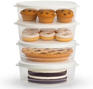 Evelots 4-Pack 10-Inch Airtight Food Storage Container with Lid - Portable Carrier for Pies, Cakes, Cupcakes & More - BPA-Free Clear Plastic - Secure & Easy Transport