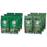 Starbucks Pike Place Roast Medium Roast Coffee Beans 200 g Bag (Pack of 6) & House Blend Medium Roast Ground Coffee 200 g Bag (Pack of 6)