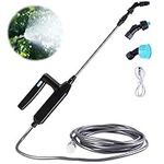 DOUBFIVSY Battery Powered Sprayer, Electric Sprayer Wand Rechargeable Portable Garden Plant Sprayer with 3 Nozzles and 5M Hose Mister Sprayer for Yard Lawn Weeds Plants(7.2V Sprayer)