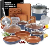 Home Hero Pots and Pans Set Non Stick - Induction Compatible Kitchen Cookware Sets + Bakeware Sets - Non Stick, PFOA Free, Oven Safe Pot and Pan Set Nonstick (20 Pcs - Copper)