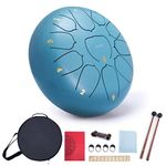 VixxNoxx Steel Tongue Drum Musical Instruments Hang Drum Handpan Hand Drum Percussion Instrument 11 Notes 10 Inches C-Key with Bag Music Book Mallets (Moss Blue)