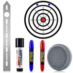 Axe Throwing Target Template Stencil, 3 Pieces Standard Markers and Axe Sharpening Stone Multi Purpose Whetstone Blade Sharpener for Drawing Axe Throwing Target Template(Silver)